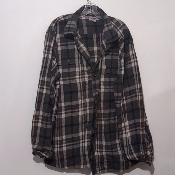 Carhartt XLT flannel shirt for men extra large tall casual button down plaid - Picture 1 of 7